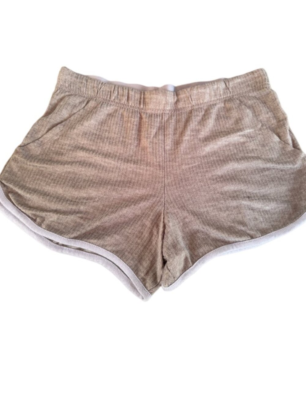 Jockey Ribbed Knit Light Beige Shorts S Elastic Waistband Casual
